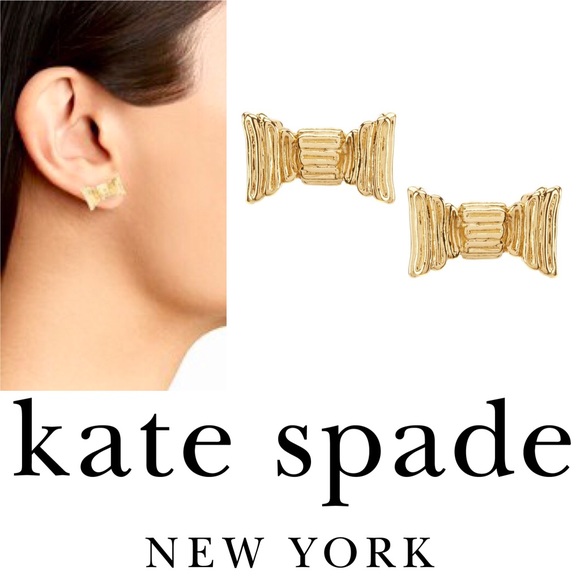 kate spade Jewelry - kate spade all wrapped up gold bow earrings